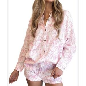 Ocean Drive‎ floral gauze Top in Pink NWT Size Medium